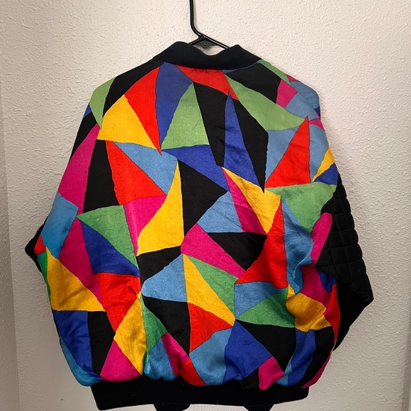 Mulberry Street Vintage 80's Color Block Reversible Bomber Jacket - Picture 2 of 3